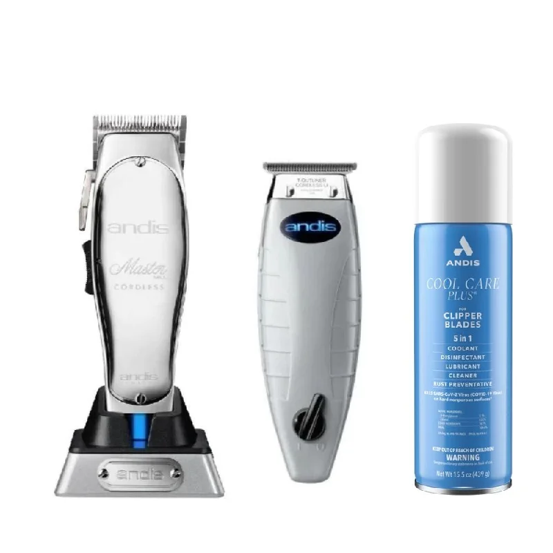 Andis Master Cordless Clipper & T-Outliner Li Trimmer with Cool Care Plus