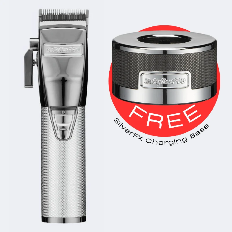 BaBylissPRO® SilverFX+ All-Metal Lithium Clipper FX870NS with FREE Charging Base