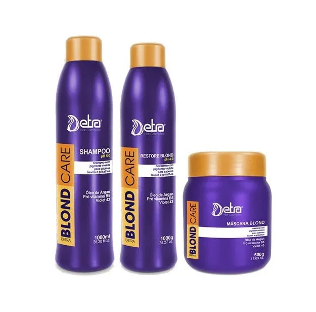 Blond Care Neutralizing Color Maintenance Hydration Restore Treatment Kit 3 Itens - Detra Hair