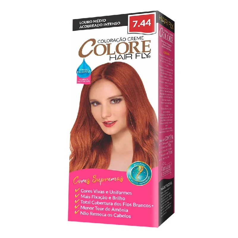 Hair Fly Coloring Cream Colors 7.44 - Medium Blonde Intense Coiled 125g