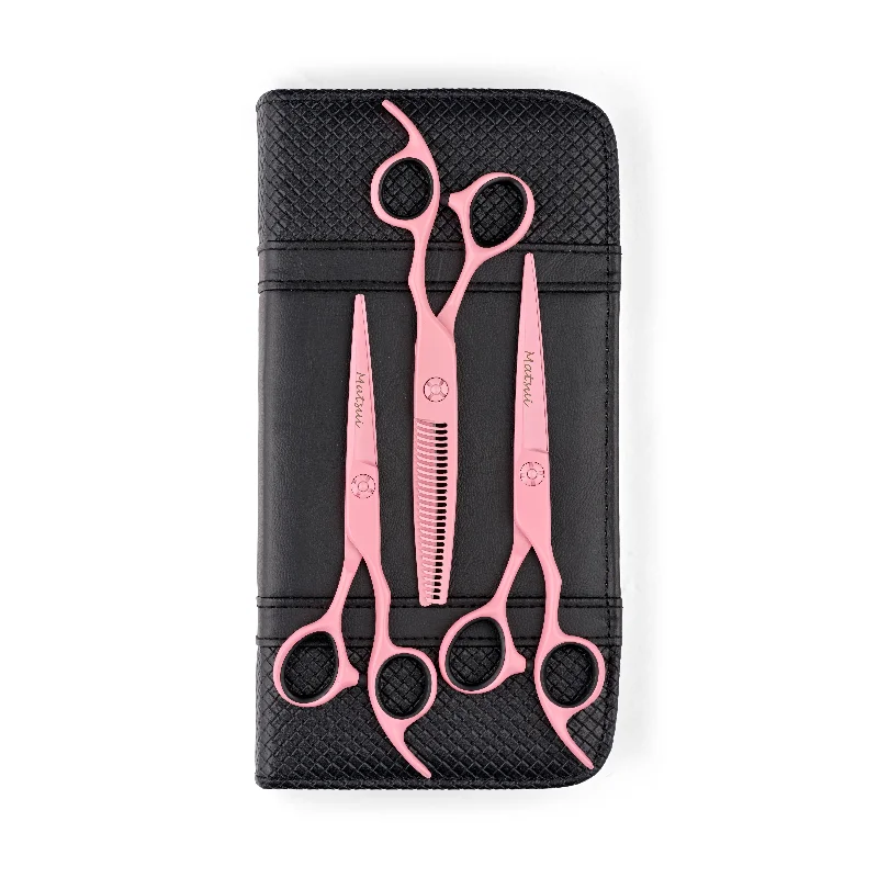 Exclusive Matsui Pastel Pink Triple Set, Pro Hair Cutting Scissors