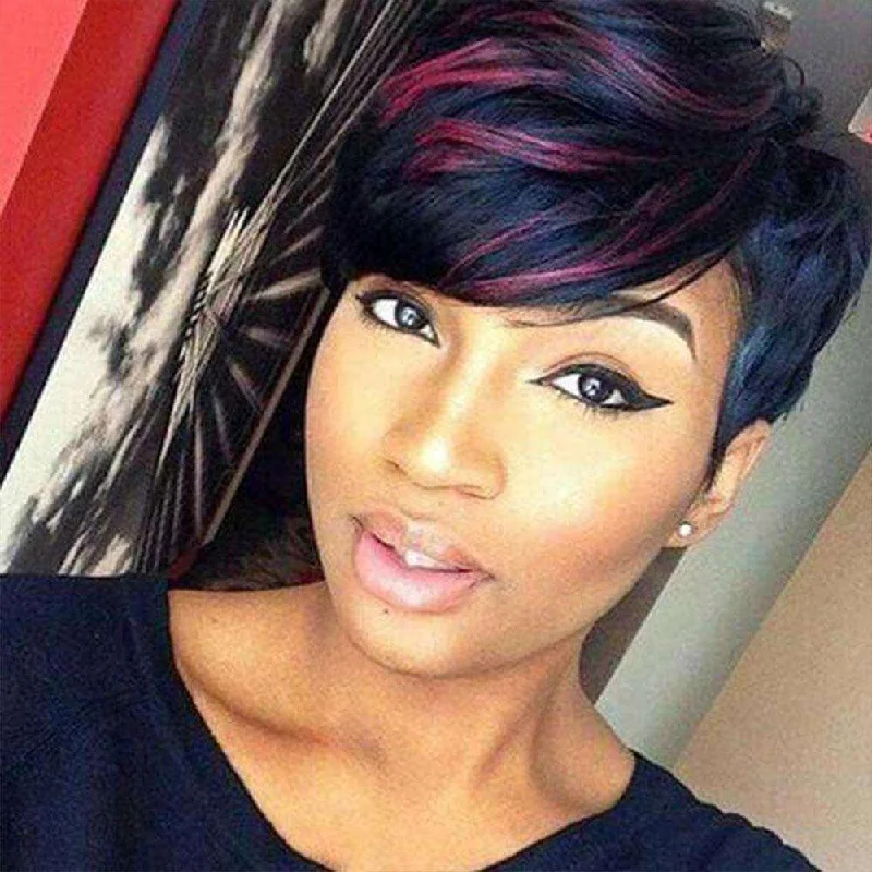 Luna 035 Sophisticated Short Straight Wig with Fringes for Black Women