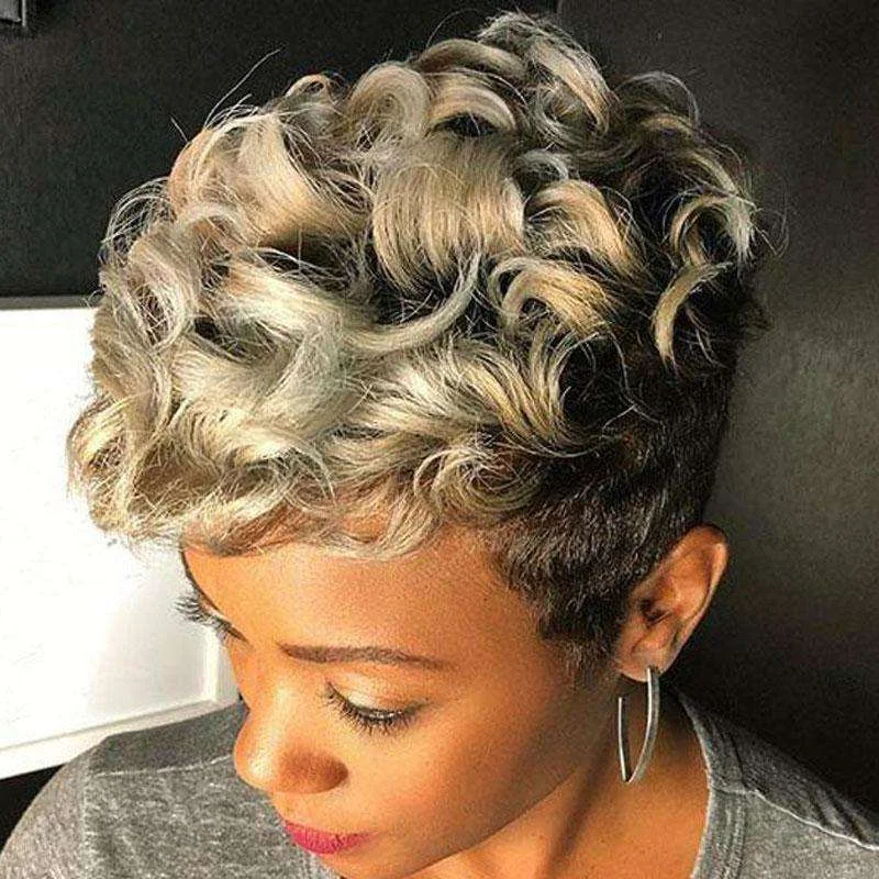 Luna 520 Inexpensive Women Short Curly Wig for African American