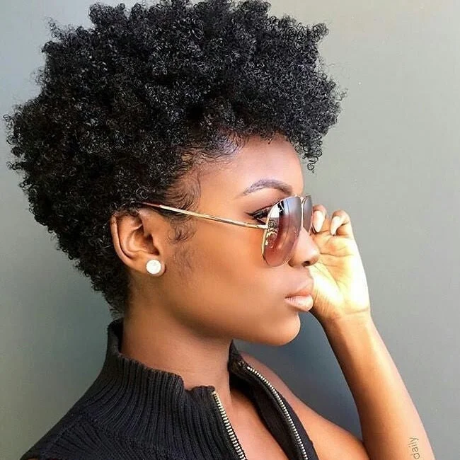 Luna S06 Women Afro Short Curly Hair Wig without Bangs