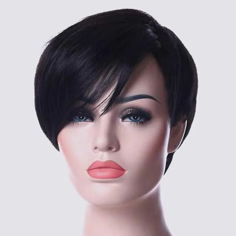 Luna Women Wig Short Straight Layered with Bangs