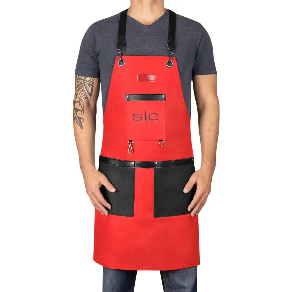 StyleCraft  Waterproof Barber Apron - Red Black