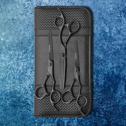 The Very Best Quality VG10 Cobalt Infused Steel Hairdressing Scissors -  Matsui Matte Black Offset Triple Set