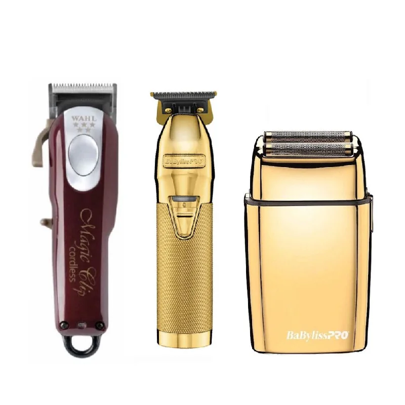 Wahl 5-Star Magic Clipper & BaBylissPRO GoldFX Skeleton Trimmer with Double Foil Shaver