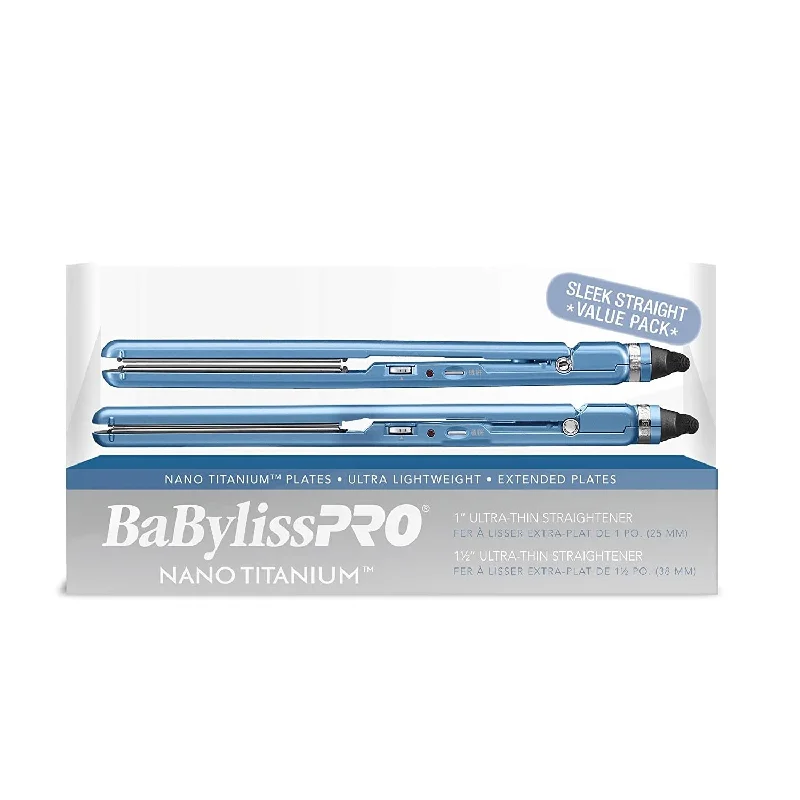 BaBylissPRO Nano Titanium Ultra-Thin Straightening Iron 1" and 1.5" Combo