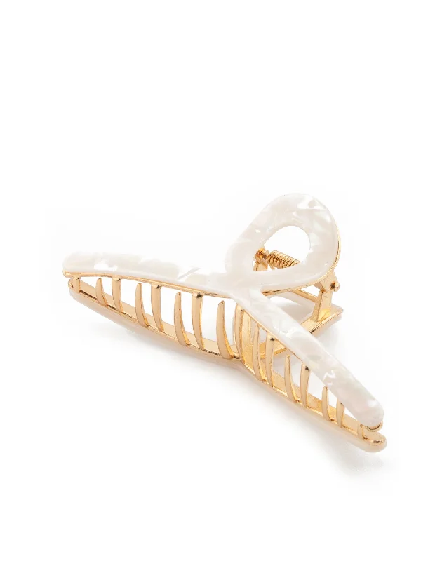 Mocha Loop Hair Clip- Pearl/Gold