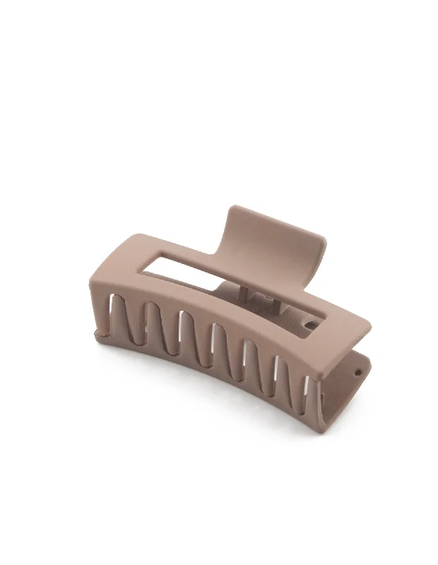 Mocha Rectangular Hair Clip- Matte Latte