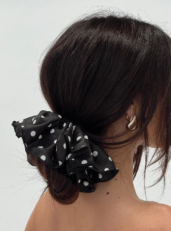 Yennifer Polka Scrunchie Black